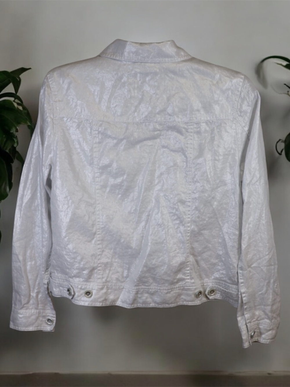 Tommy Bahama Womens Linen Jacket White Shimmer Button Front Large L - Picture 2 of 6